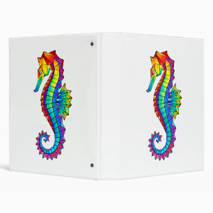 Rainbow Polygonal Seahorse 3 Ring Binder