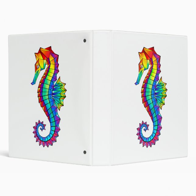 Rainbow Polygonal Seahorse 3 Ring Binder (Background)