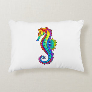 Rainbow Polygonal Seahorse Accent Pillow