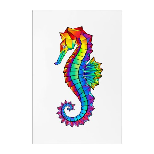 Rainbow Polygonal Seahorse Acrylic Print