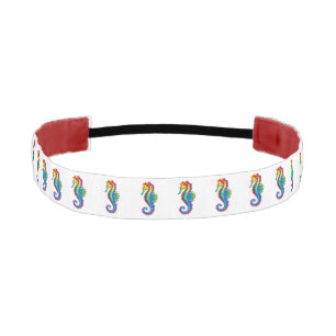 Rainbow Polygonal Seahorse Athletic Headband