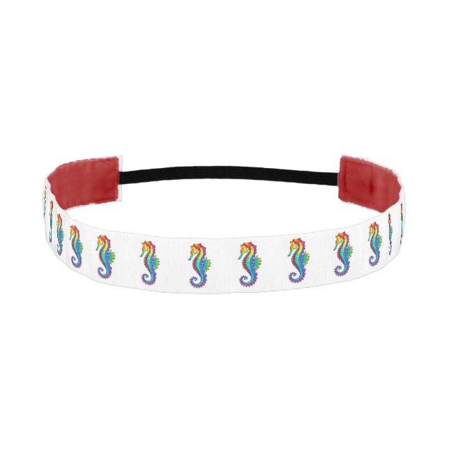 Rainbow Polygonal Seahorse Athletic Headband (Front)