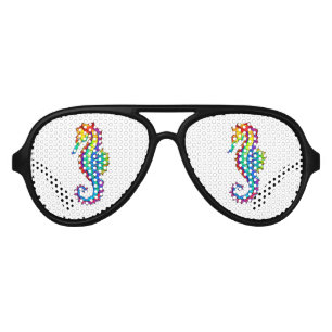 Rainbow Polygonal Seahorse Aviator Sunglasses