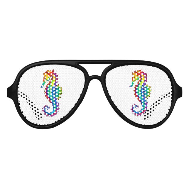 Rainbow Polygonal Seahorse Aviator Sunglasses (Front)