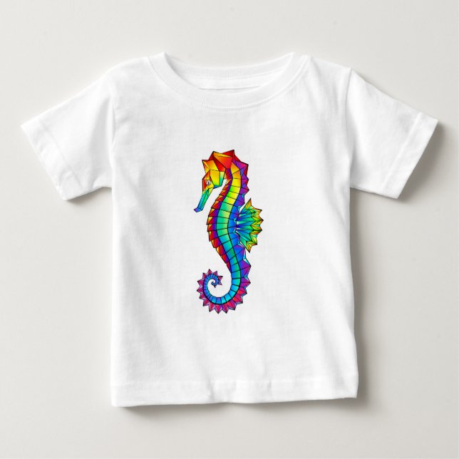 Rainbow Polygonal Seahorse Baby T-Shirt (Front)