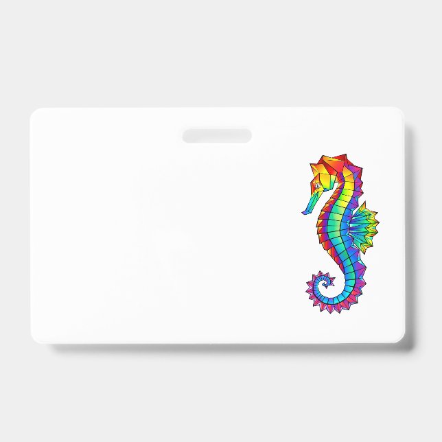 Rainbow Polygonal Seahorse Badge (Front)