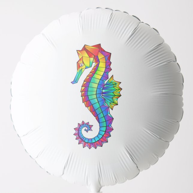 Rainbow Polygonal Seahorse Balloon (Front)
