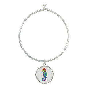 Rainbow Polygonal Seahorse Bangle Bracelet