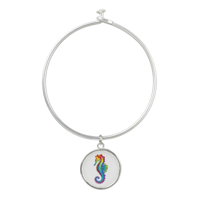 Rainbow Polygonal Seahorse Bangle Bracelet (Front)
