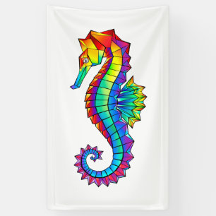Rainbow Polygonal Seahorse Banner