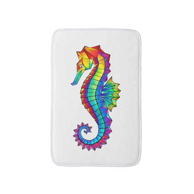 Rainbow Polygonal Seahorse Bath Mat (Front Vertical)