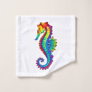 Rainbow Polygonal Seahorse Bath Towel Set