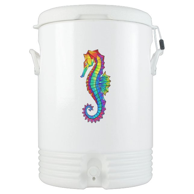 Rainbow Polygonal Seahorse Beverage Cooler (Front)