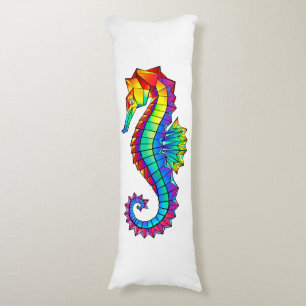 Rainbow Polygonal Seahorse Body Pillow