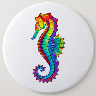 Rainbow Polygonal Seahorse Button