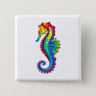 Rainbow Polygonal Seahorse Button
