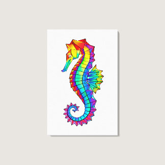 Rainbow Polygonal Seahorse Canvas Print