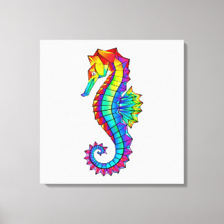 Rainbow Polygonal Seahorse Canvas Print