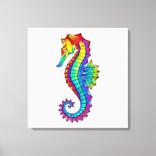 Rainbow Polygonal Seahorse Canvas Print