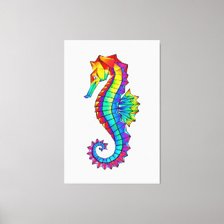 Rainbow Polygonal Seahorse Canvas Print