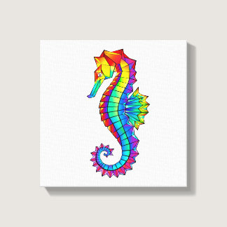 Rainbow Polygonal Seahorse Canvas Print