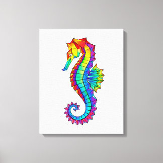 Rainbow Polygonal Seahorse Canvas Print