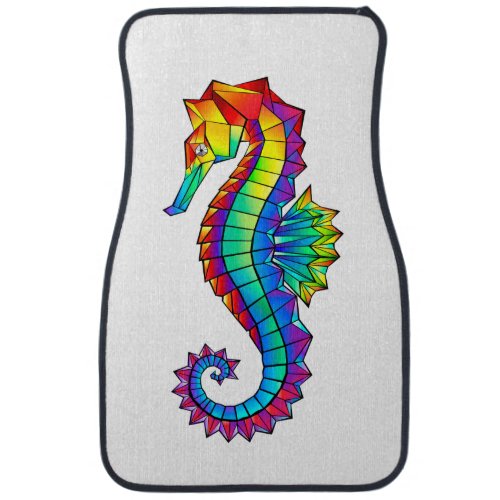 Rainbow Polygonal Seahorse Car Floor Mat