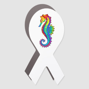 Rainbow Polygonal Seahorse Car Magnet