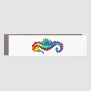 Rainbow Polygonal Seahorse Car Magnet