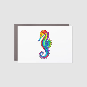 Rainbow Polygonal Seahorse Car Magnet