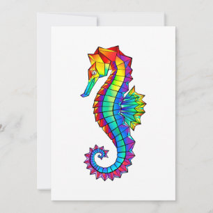Rainbow Polygonal Seahorse Card