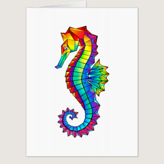 Rainbow Polygonal Seahorse Card