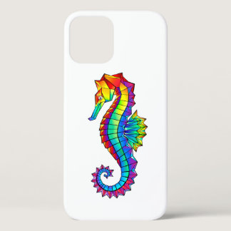 Rainbow Polygonal Seahorse iPhone 12 Pro Case