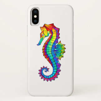 Rainbow Polygonal Seahorse iPhone X Case