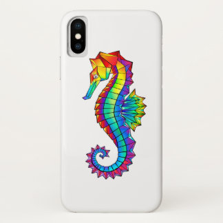 Rainbow Polygonal Seahorse iPhone XS Case