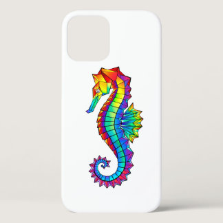 Rainbow Polygonal Seahorse iPhone 12 Case