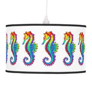 Rainbow Polygonal Seahorse Ceiling Lamp
