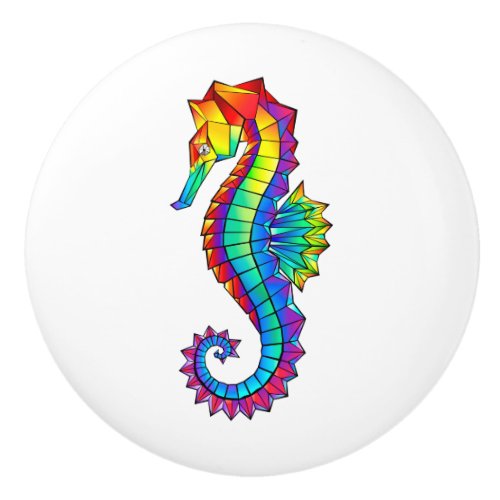 Rainbow Polygonal Seahorse Ceramic Knob