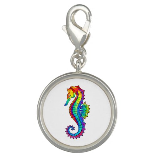 Rainbow Polygonal Seahorse Charm