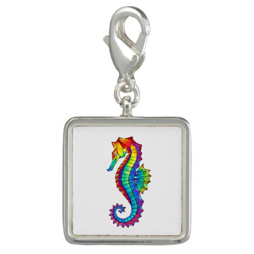 Rainbow Polygonal Seahorse Charm