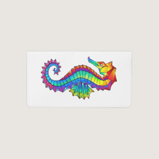 Rainbow Polygonal Seahorse Checkbook Cover