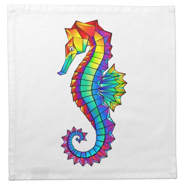Rainbow Polygonal Seahorse Cloth Napkin (Front)