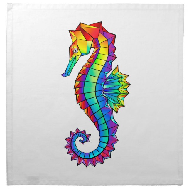 Rainbow Polygonal Seahorse Cloth Napkin (Front)