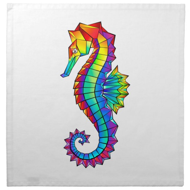 Rainbow Polygonal Seahorse Cloth Napkin (Front)