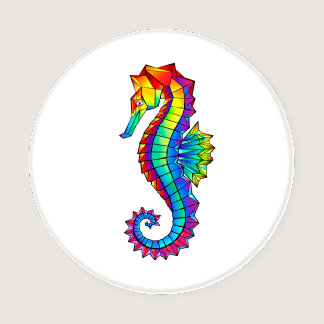 Rainbow Polygonal Seahorse Coaster Set