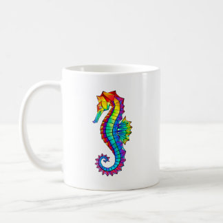Rainbow Polygonal Seahorse Coffee Mug