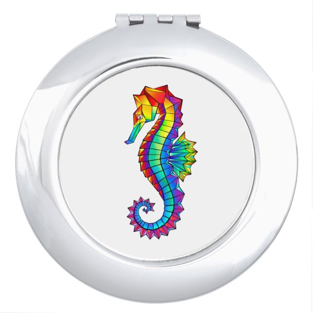 Rainbow Polygonal Seahorse Compact Mirror (Front)