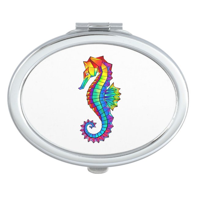 Rainbow Polygonal Seahorse Compact Mirror (Front)