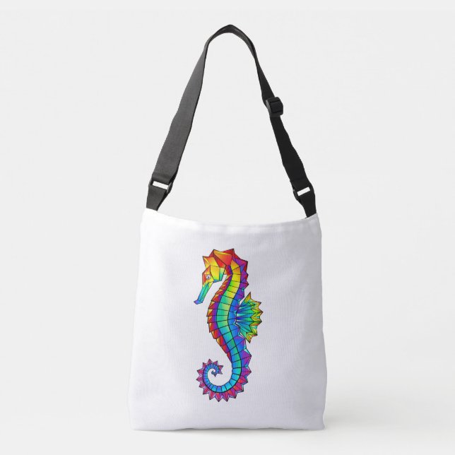 Rainbow Polygonal Seahorse Crossbody Bag (Front)
