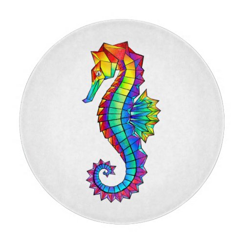 Rainbow Polygonal Seahorse Cutting Board